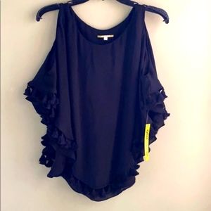 Gianni Bini Black Cut Out Shoulder Top